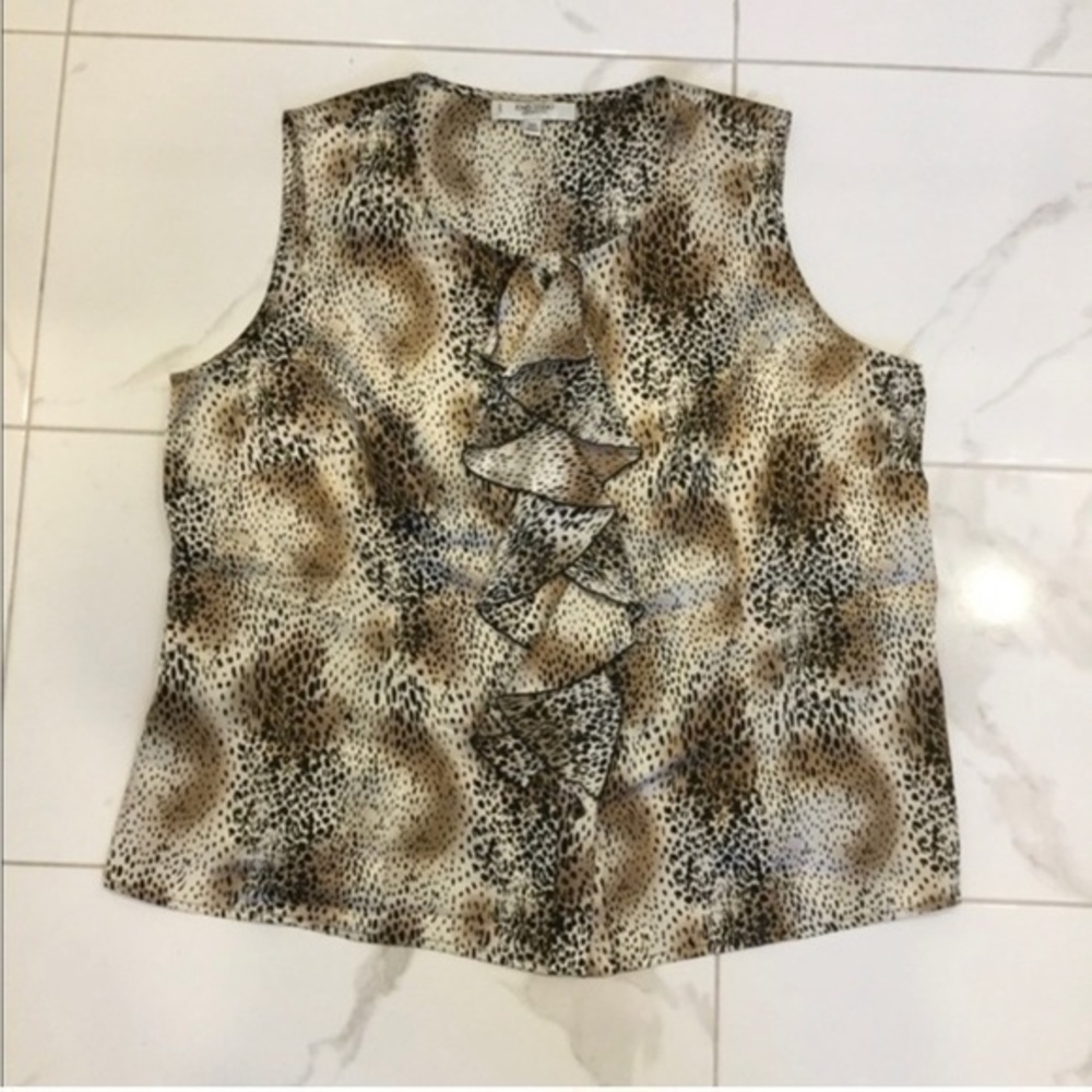 Cheetah Print Button Down Top With Ruffles - Picture 5 of 6